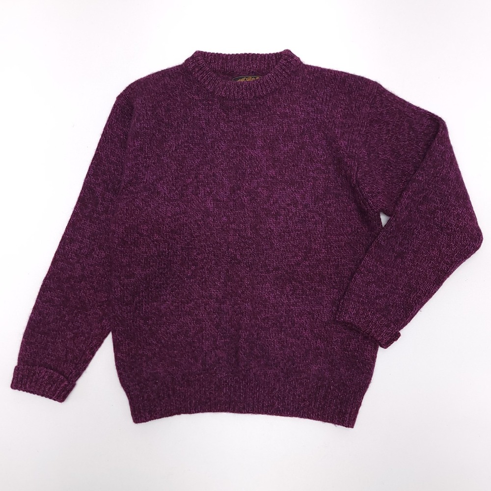 Vintage Eddie Bauer Sweater Purple Wool Blend Crewneck Womens M Retro Cozy